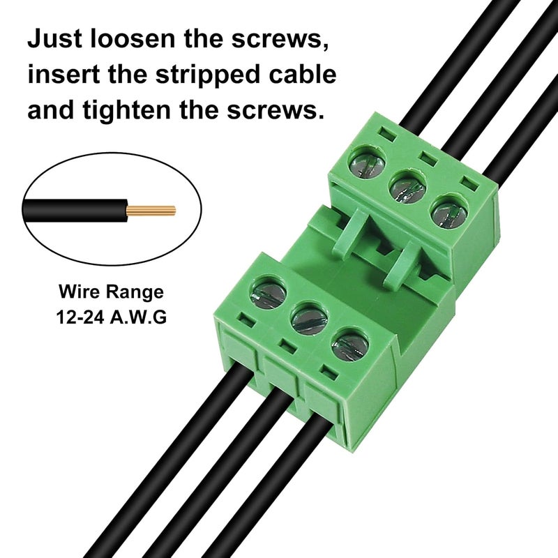 Meimom 10PCS 3 Pin 5.08mm Pitch Pluggable PCB Angle Screw Terminal Block Plug Connector Socket Panel Mount DIY with 10Pcs 3Pin Phoenix Plug - Image 4
